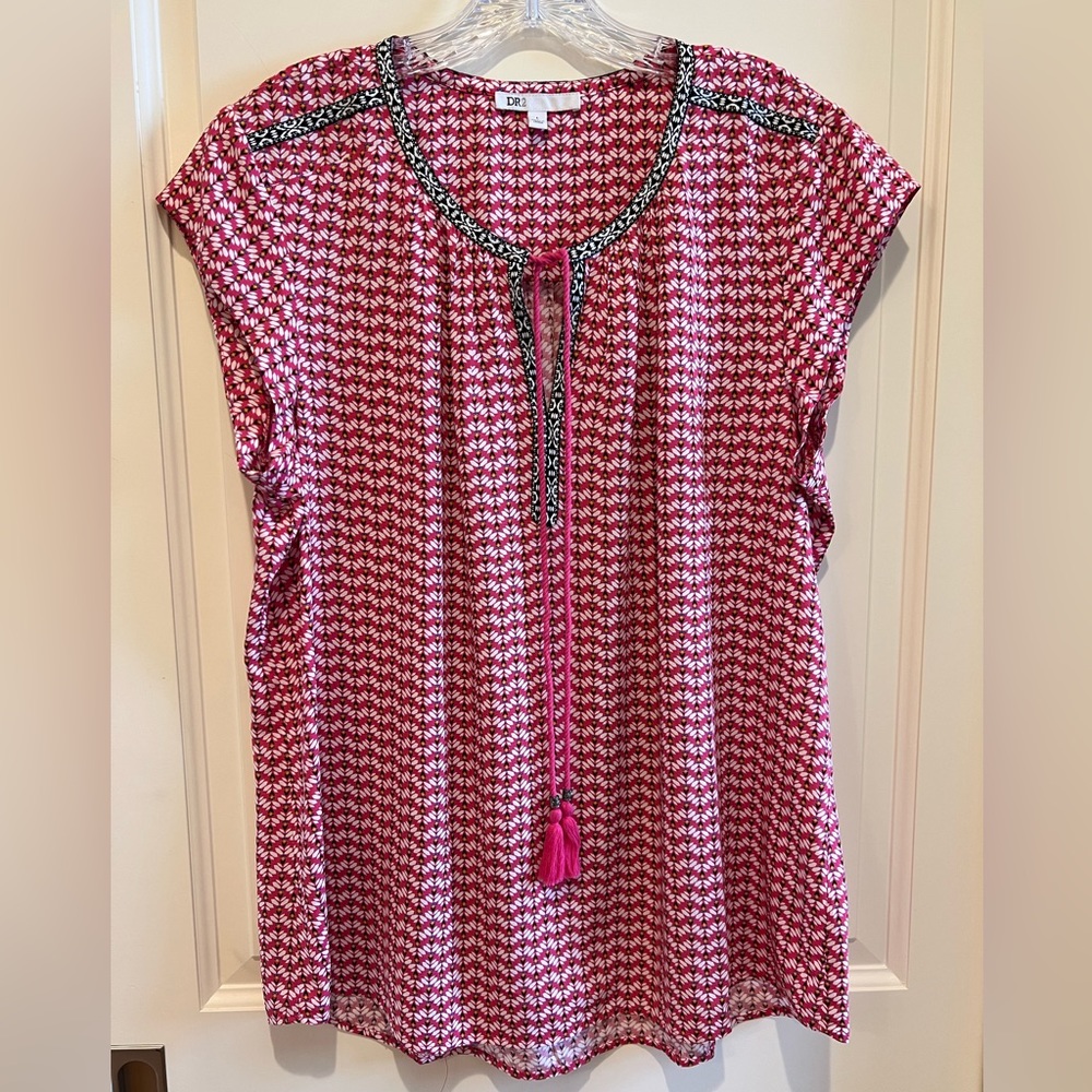 DR2 by Daniel Rainn Pink Tie Neck Blouse